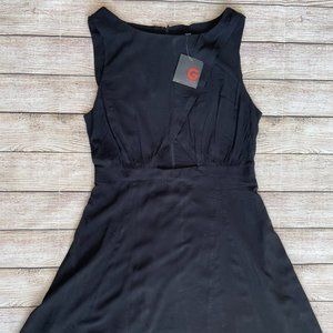 G by Guess Women's Large Sleeveless Black Cut Out Dress Textured Flared Zip